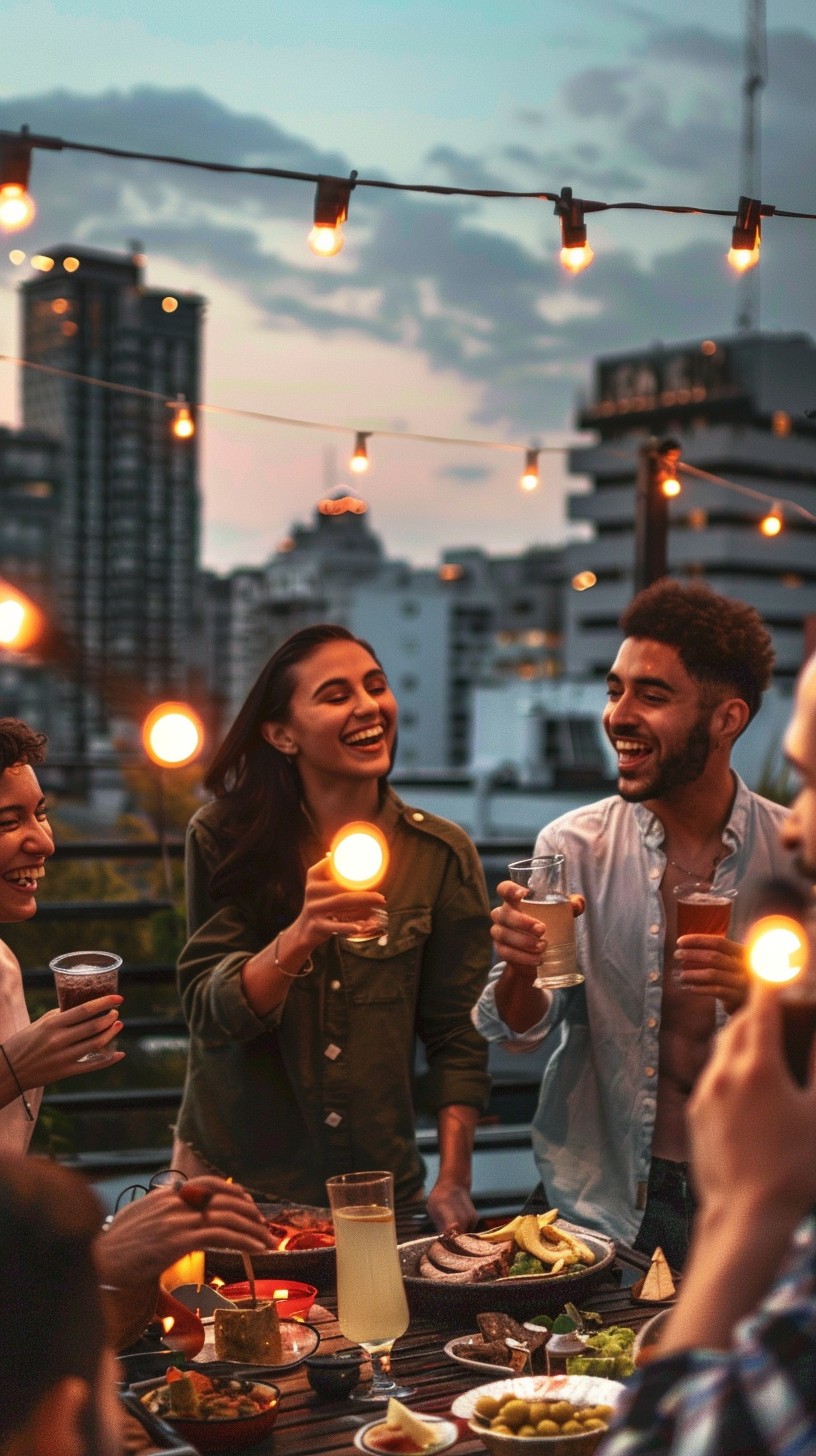 Download Rooftop Party Toast Image - Party, Friends, Rooftop | StockCake