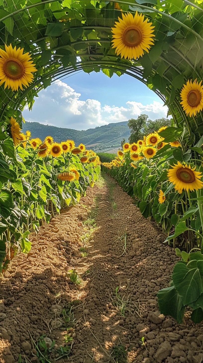 Free Sunflower Archway Path Image - Sunflowers, Path, Archway ...