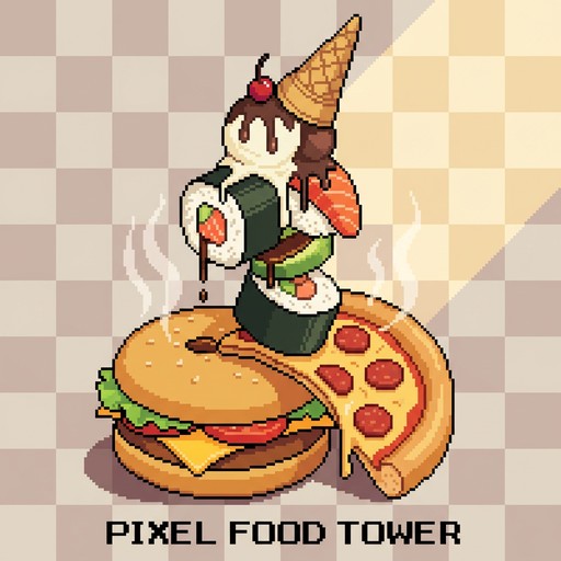 Free Pixel Food Tower Image - Pixel, Retro, Food | Download at StockCake