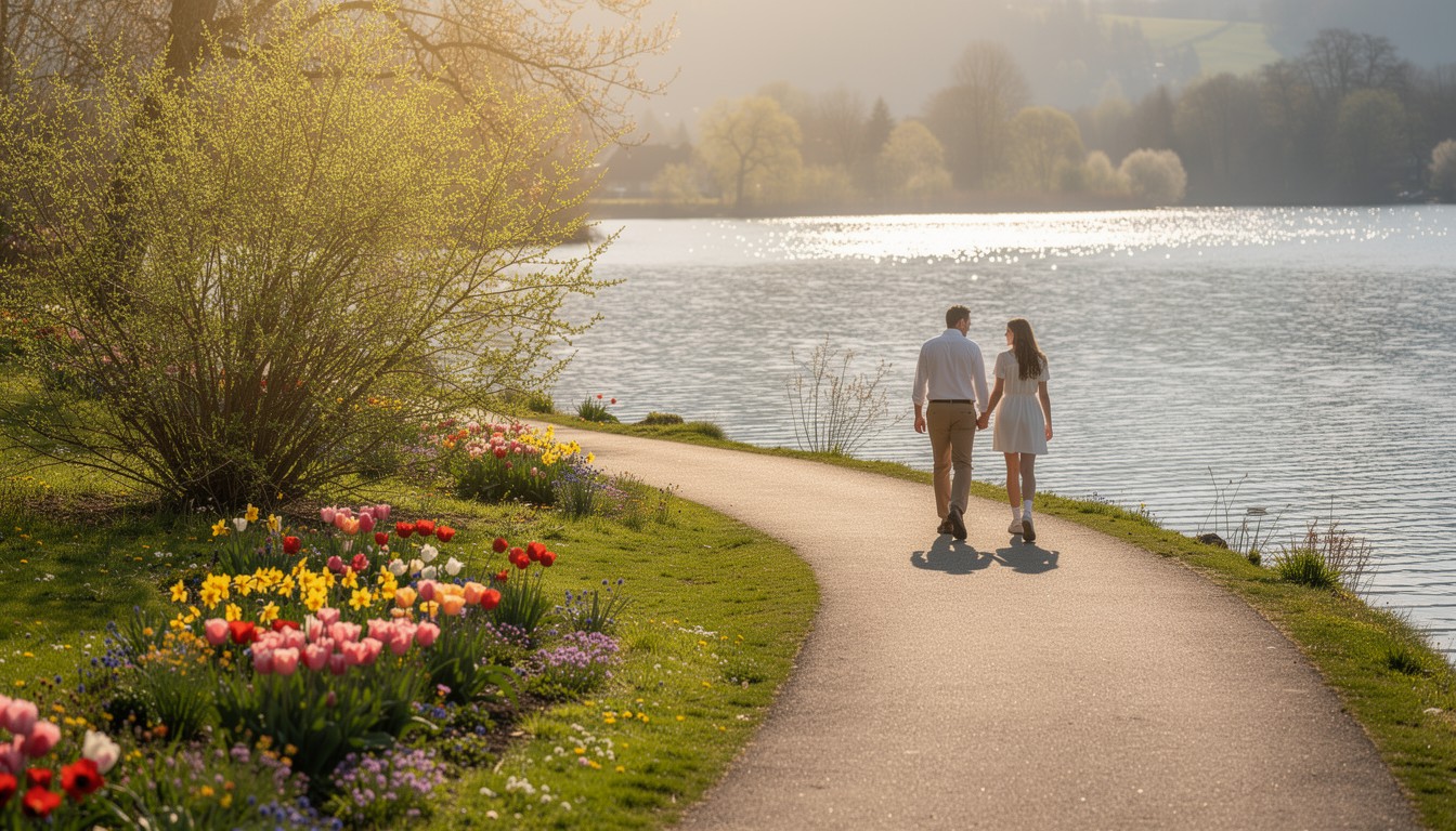 Cold Spring Romantic Free Lakeside Spring Romance Image - Spring, Couple, Lake | Download at ...