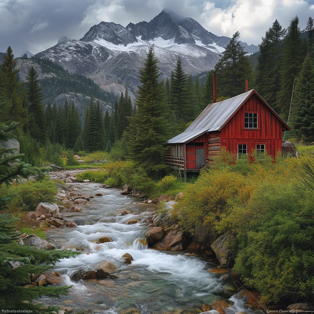 Free Mountain Cabin Serenity Image - Mountain, Cabin, Stream | Download ...