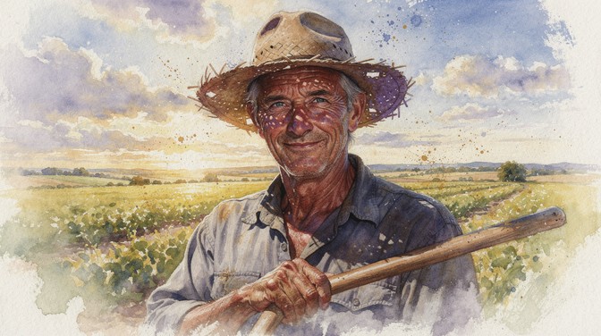 Incentive Rural Worker Portrait Free Golden Field Worker Image - Watercolor, Portrait, Farmer ...