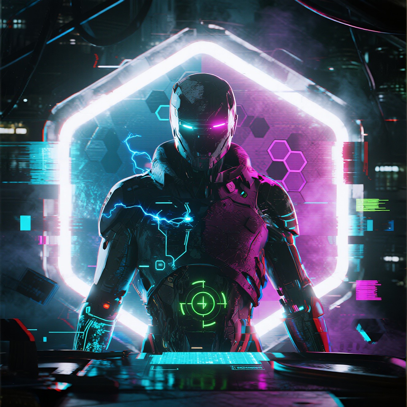 Free Neon Combat Operative Image - Cyberpunk, Neon, Futuristic ...