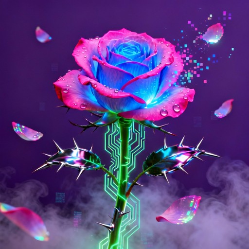Free Digital Flora Glow Image - Cyberpunk, Neon, Rose | Download at ...