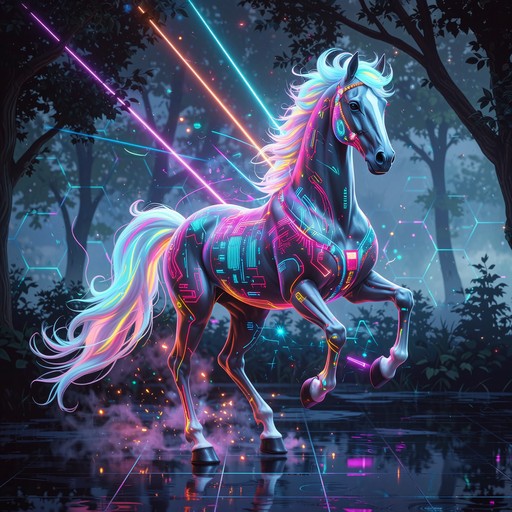 Free Neon Cyberpunk Stagecoach Image - Cyberpunk, Neon, Horse ...