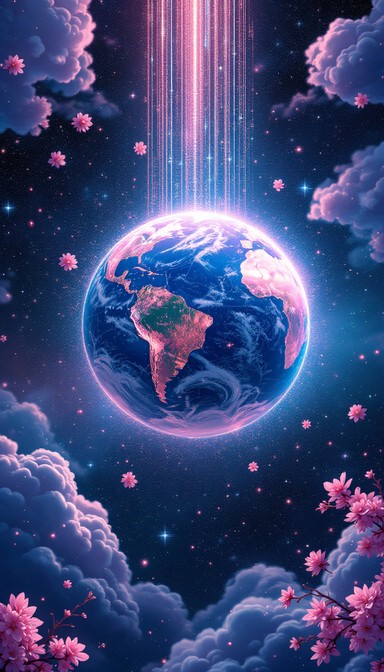 Free Earth's Digital Bloom Image - Earth, Sakura, Space | Download at ...