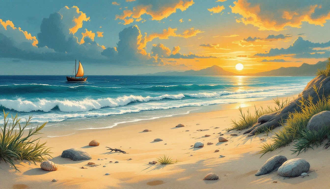 Free Sunset Beach Serenity Image - Sunset, Beach, Ocean | Download at ...