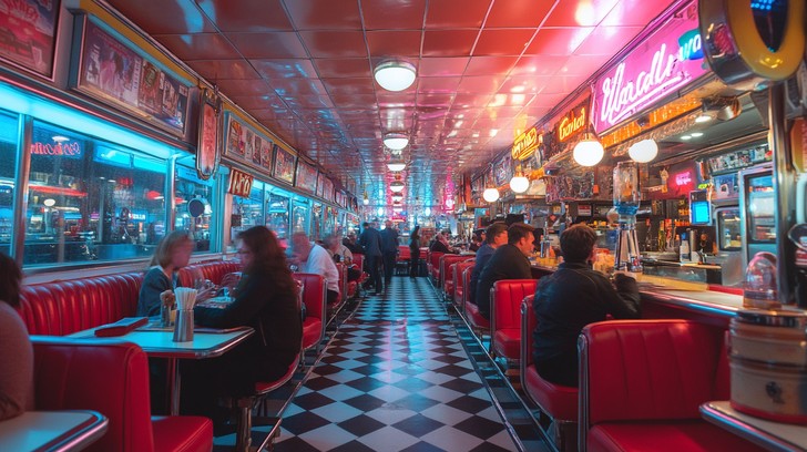 Free Bustling diner interior Image - Diner, Retro, Neon | Download at ...