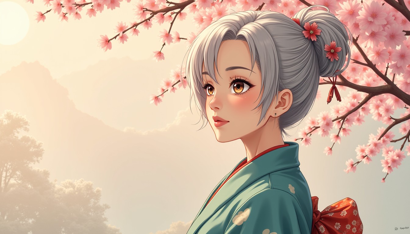 Free Cherry Blossom Grace Image - Anime, Kimono, Sakura | Download at ...
