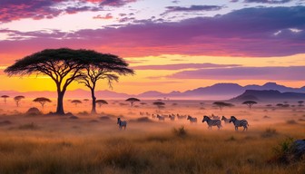 Download African Safari Dawn Image - Savannah, Zebras, Sunrise | StockCake