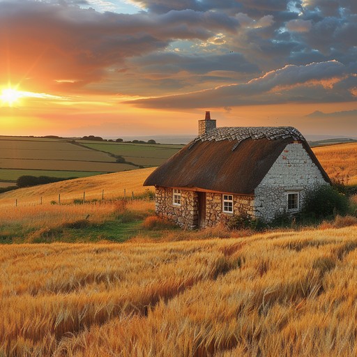 Free Rustic Sunset View Image - Sunset, Cottage, Wheat | Download at ...