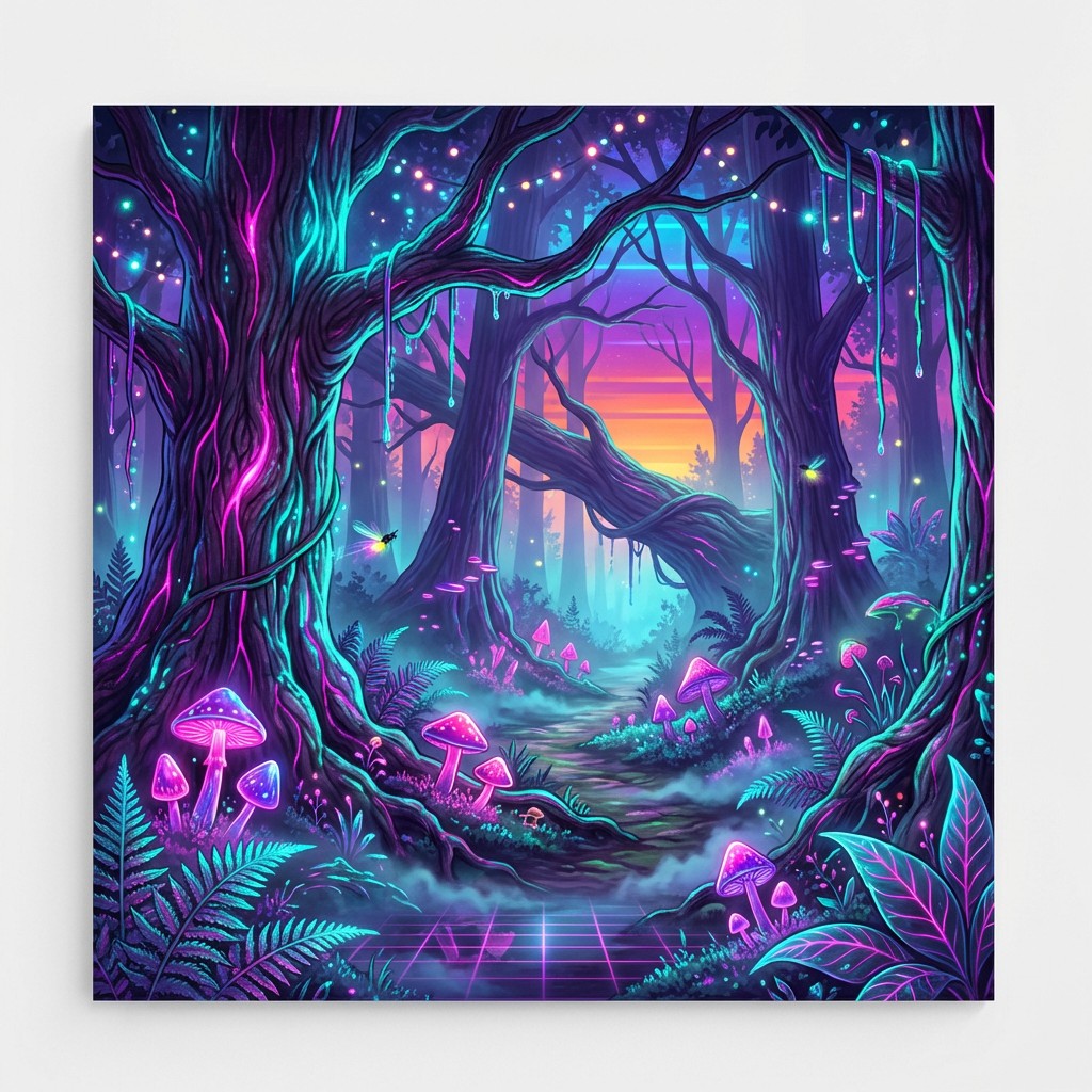 Free Neon Forest Dreams Image - Forest, Neon, Synthwave | Download at ...