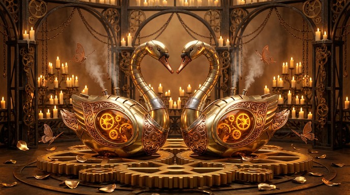 Free Mechanical Swan Wedding Image - Steampunk, Mechanical, Swans ...