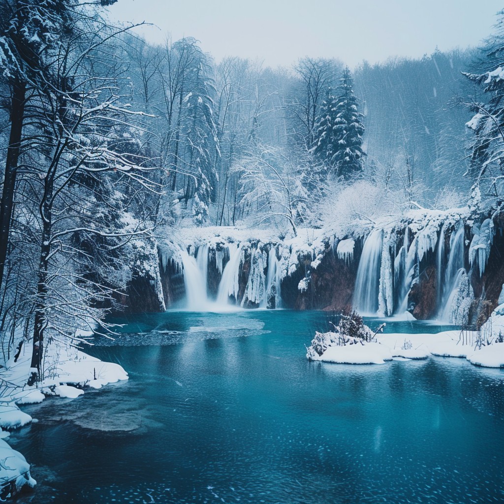 Free Winter Waterfall Serenity Image - Winter, Waterfall, Serene ...