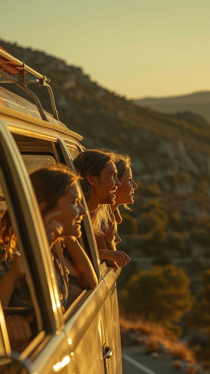 Free Sunset Road Trip Image - Sunset, Car, Friends | Download at StockCake