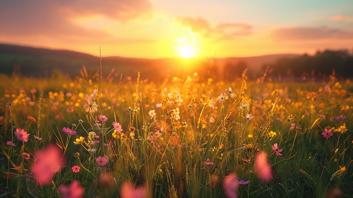 Free Sunset Flower Field Image - Sunset, Flowers, Field | Download at ...