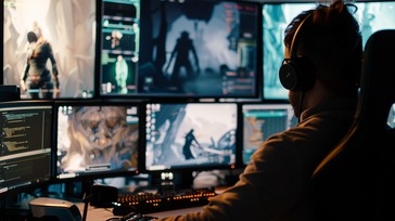 Free Gamer at Work Image - Gamer, Headphones, Monitors | Download at ...