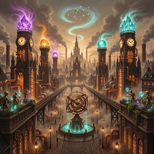 Magipunk Free Steampunk Magic City Image - Steampunk, Cityscape, Fantasy ...