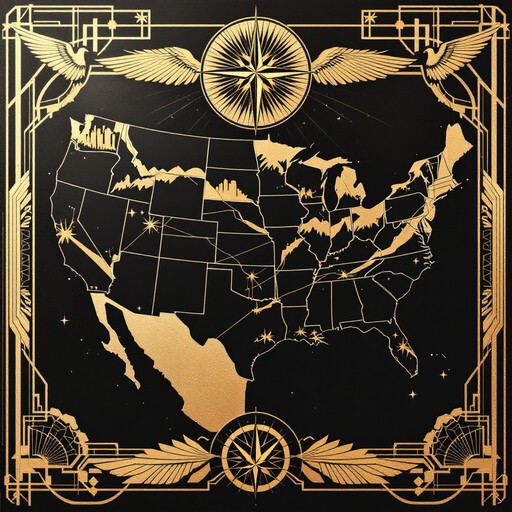 Free Gilded American Geography Image - Artdeco, Vintage, Map | Download ...