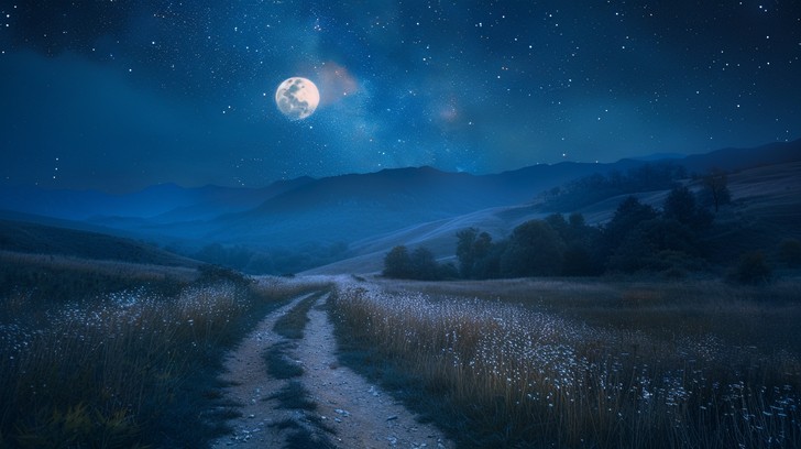 Moon Light Countryside Free Moonlit Country Road Image - Moonlight, Stars, Night | Download at ...