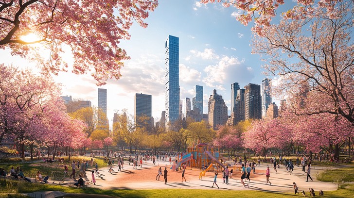 Springtime Park Picture Free Springtime park scene Image - Spring, Park, Cherry Blossoms ...