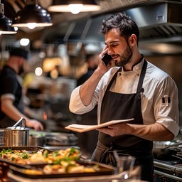Free Chef Taking Call Image - Chef, Kitchen, Cooking | Download at ...
