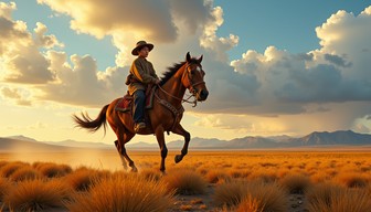 Free Frontier Golden Ride Image - Frontier, Prairie, Horseback ...