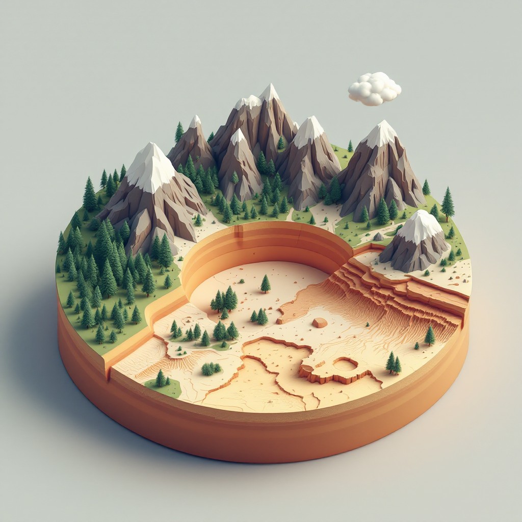 Free Circular landscape model Photo - Diorama, Landscape, Mountains ...