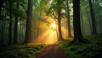 Free Enchanted Forest Path Image - Forest, Path, Sunbeams | Download at ...