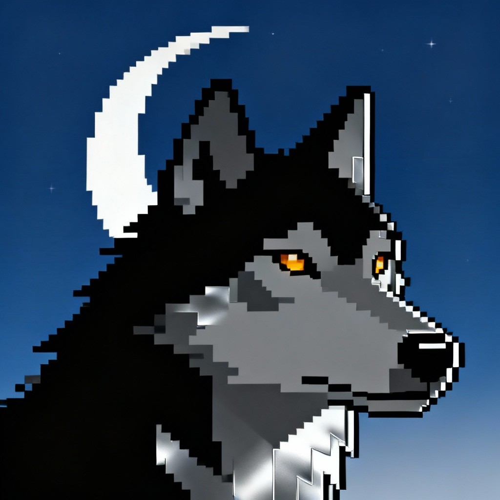 Free Moonlit Pixel Wolf Image - Wolf, Pixel, Art | Download at StockCake