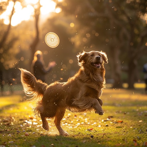 Free A Golden Retriever Running In A Grassy Park Mid Leap Stock AI ...