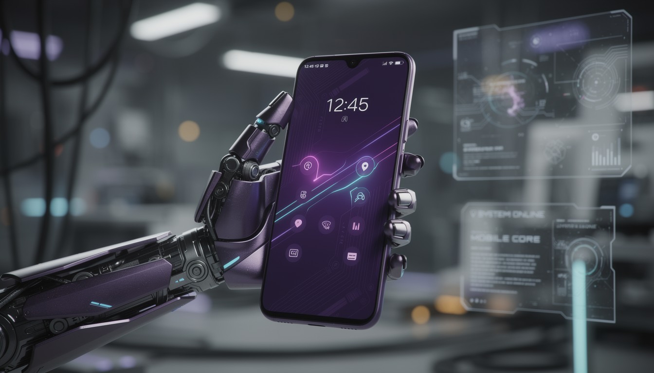 Free Robotic Future Tech Image - Robot, Smartphone, Purple | Download ...
