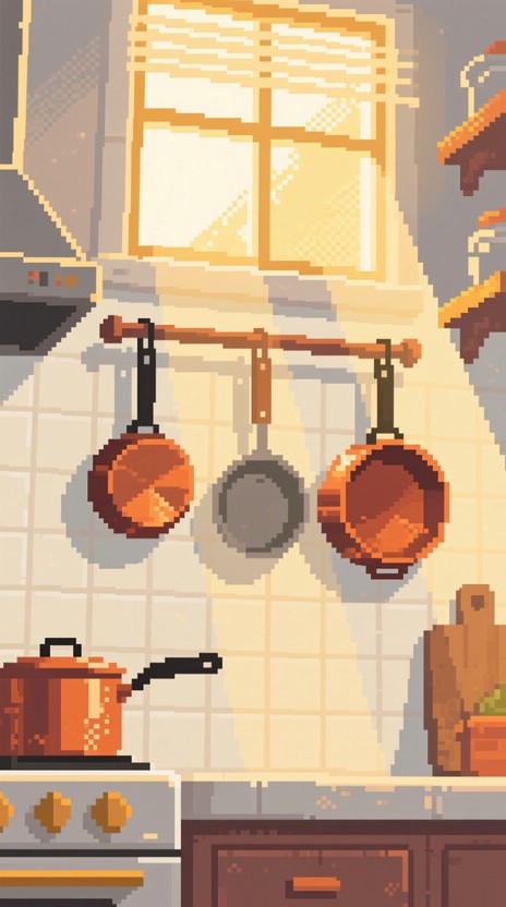 Free Golden Kitchen Glow Image - Kitchen, Pixel, Art | Download at ...