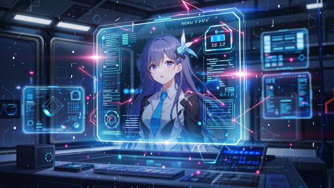 Free Holographic Anime Interface Image - Holographic, Anime, Cyberpunk ...