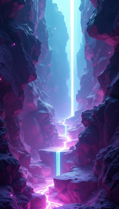 Purple Rocks Chasm Free Crystalline Digital Chasm Image - Surreal, Crystalline, Geometric ...