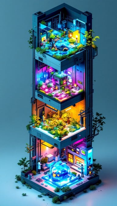 Free Vertical Biome Tower Image - Isometric, 3d, Illustration ...