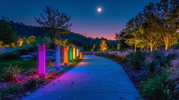 Free Colorful Night Walk Image - Colorful, Nighttime, Pathway ...