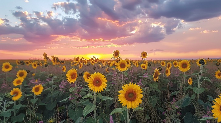 Free Sunflower Field Sunset Image - Sunset, Sunflowers, Agriculture ...