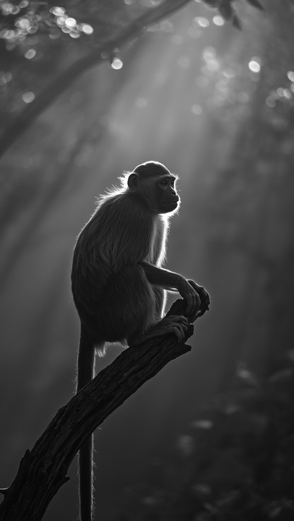 Contemplative Monkey Free Thoughtful Monkey Silhouette Photo - Monkey, Primate ...