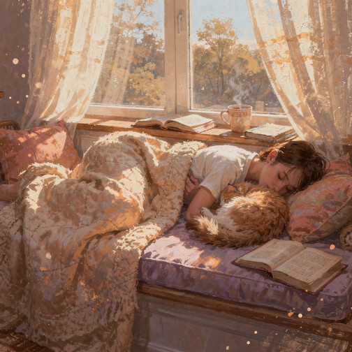 Free Golden Naptime Bliss Image - Nap, Cozy, Peaceful | Download at ...
