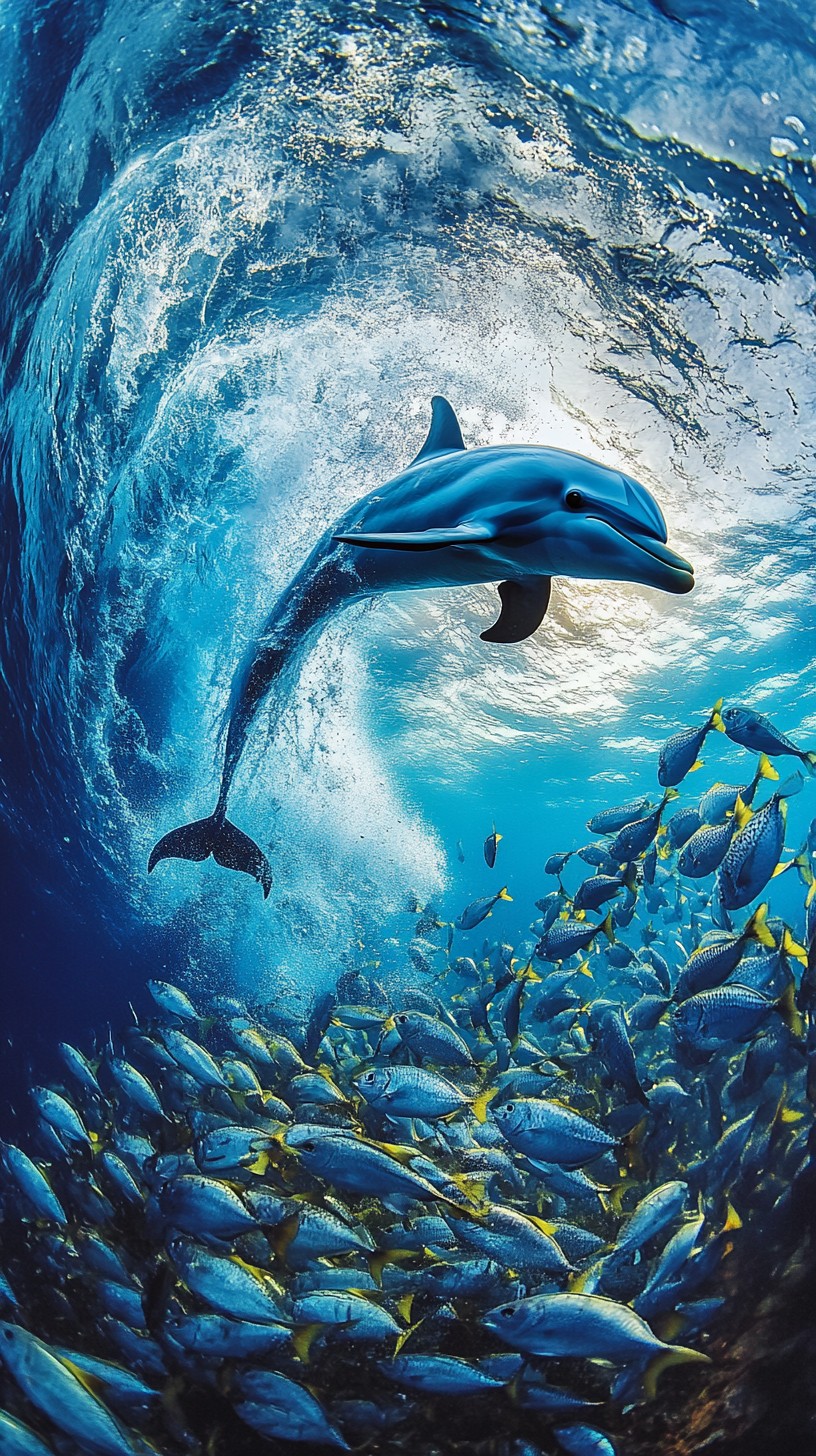 Free Dolphin among fish Image - Dolphin, Ocean, Fish | Download at ...