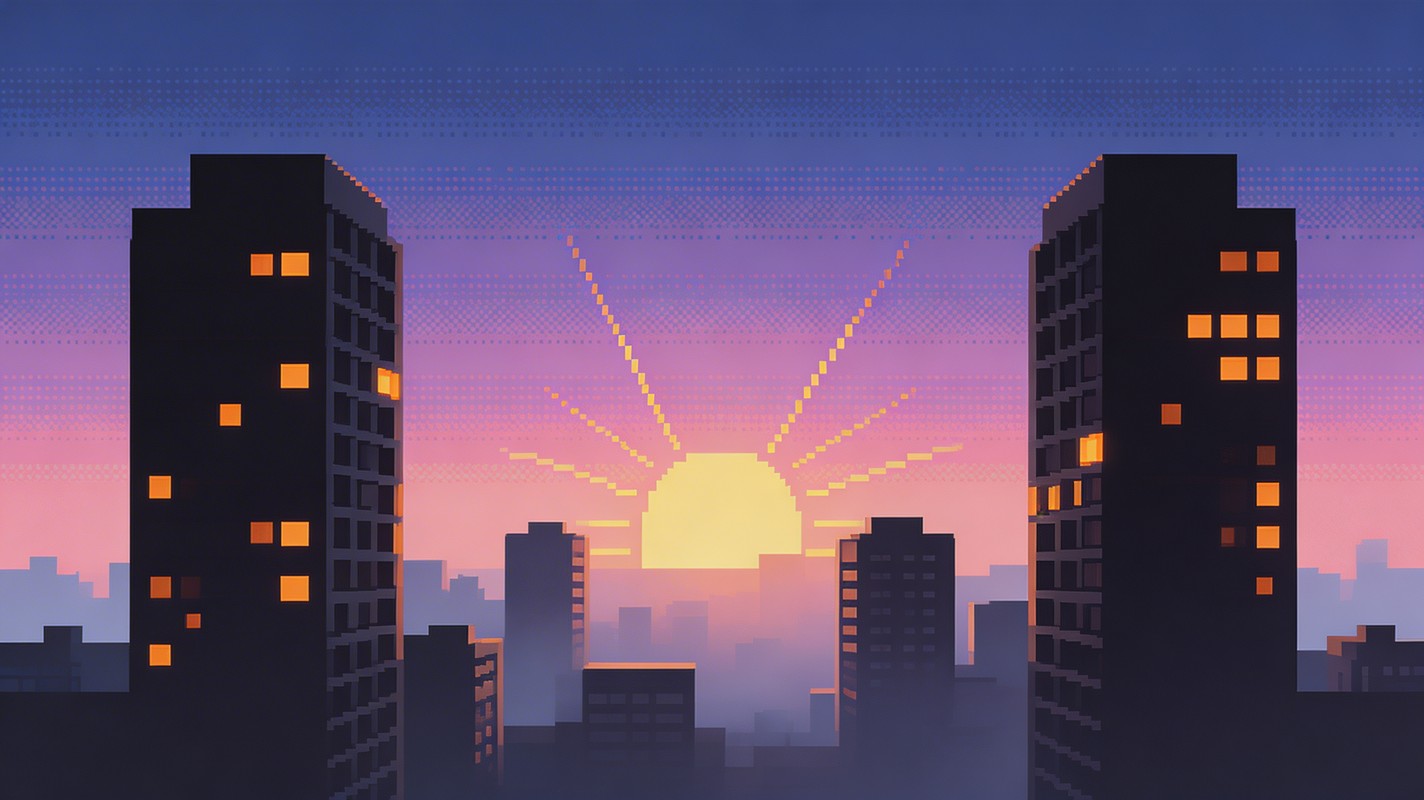 Free Pixel Art Sunrise Image - Pixel, Art, Cityscape | Download at ...