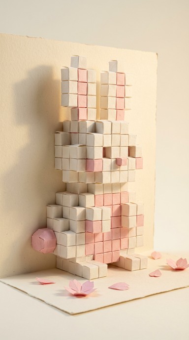 Free Pixelated Paper Bunny Image - Bunny, Rabbit, Paper | Download at ...