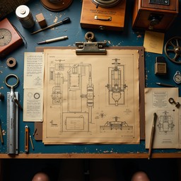 Free Vintage engineering workspace Image - Blueprints, Drafting ...