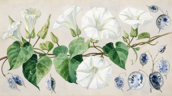 Download Blue Clock Vine Image - Botanical, Watercolor, Illustration ...