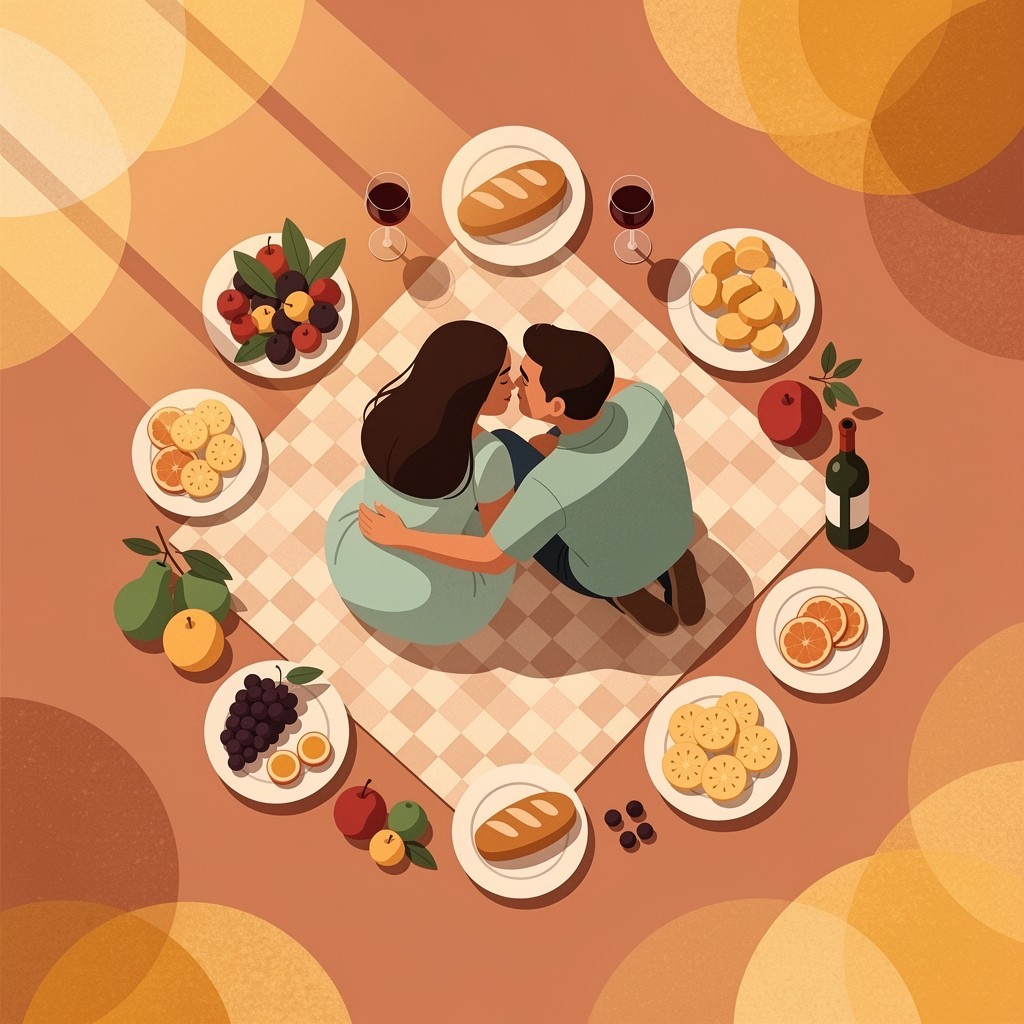 Free Romantic Picnic Illustration Image - Picnic, Couple, Romance ...