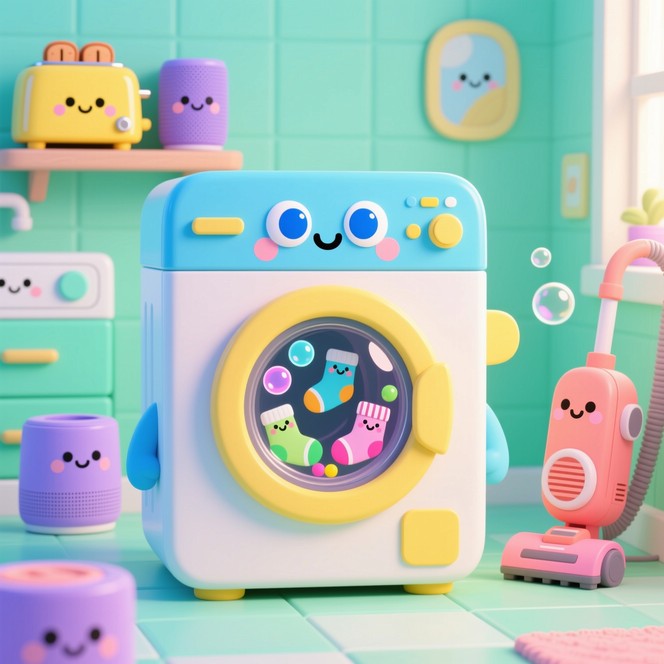 Smiling Laundry Machine Free Happy Laundry Friends Image - Kawaii, Appliances, Washing ...