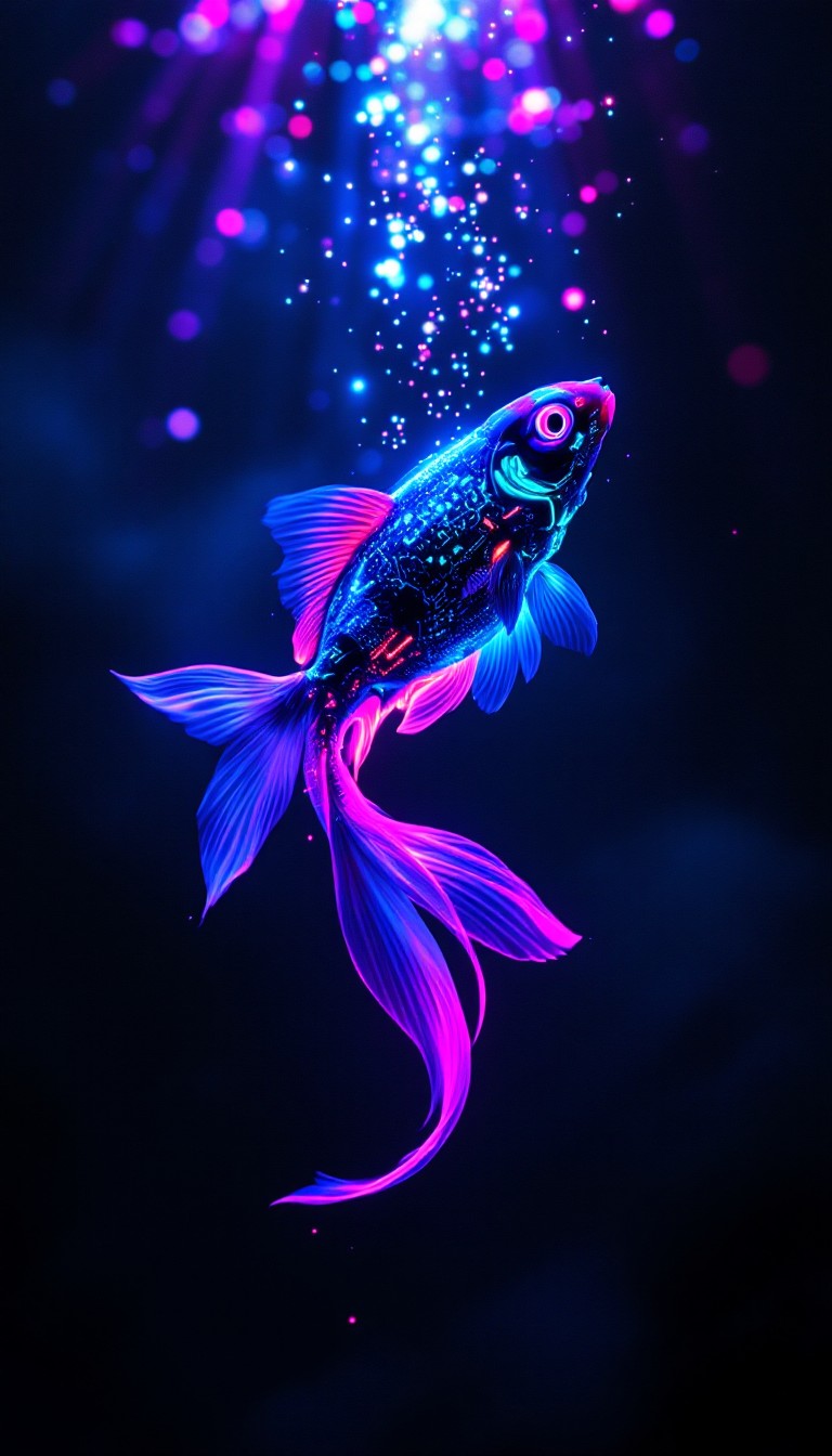 Neons The Fish Free Neon Fish Ascending Image - Goldfish, Neon, Cyberpunk | Download ...