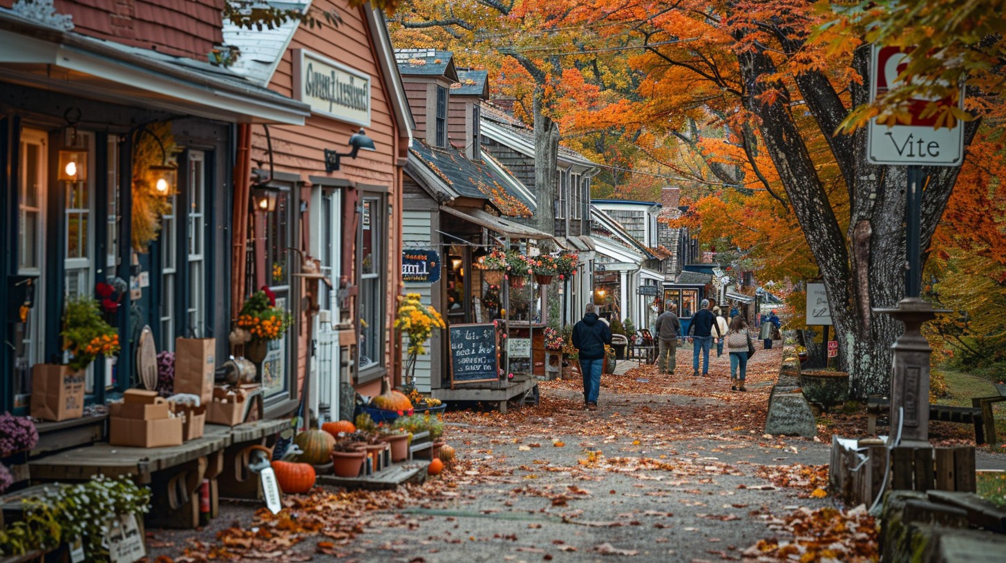 Free Autumn Town Stroll Image - Autumn, Leaves, Shops | Download at ...