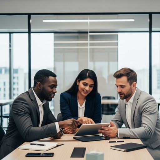 Three Professionals Collaborating Free Teamwork Drives Innovation Image - Teamwork, Collaboration ...